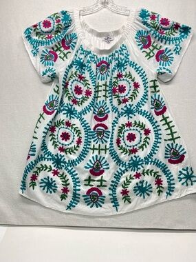 Perfectly Priscilla Floral Embroidered Boho Peasant 1X Off the shoulder Festival